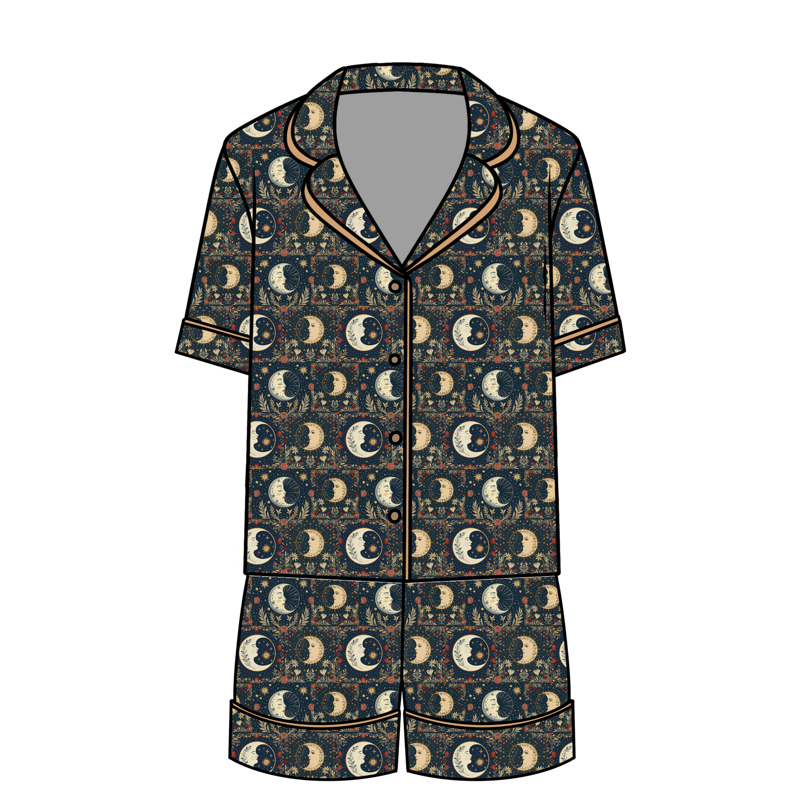 Women’s Relaxed Short-Sleeve PJ Set in Boho Moons