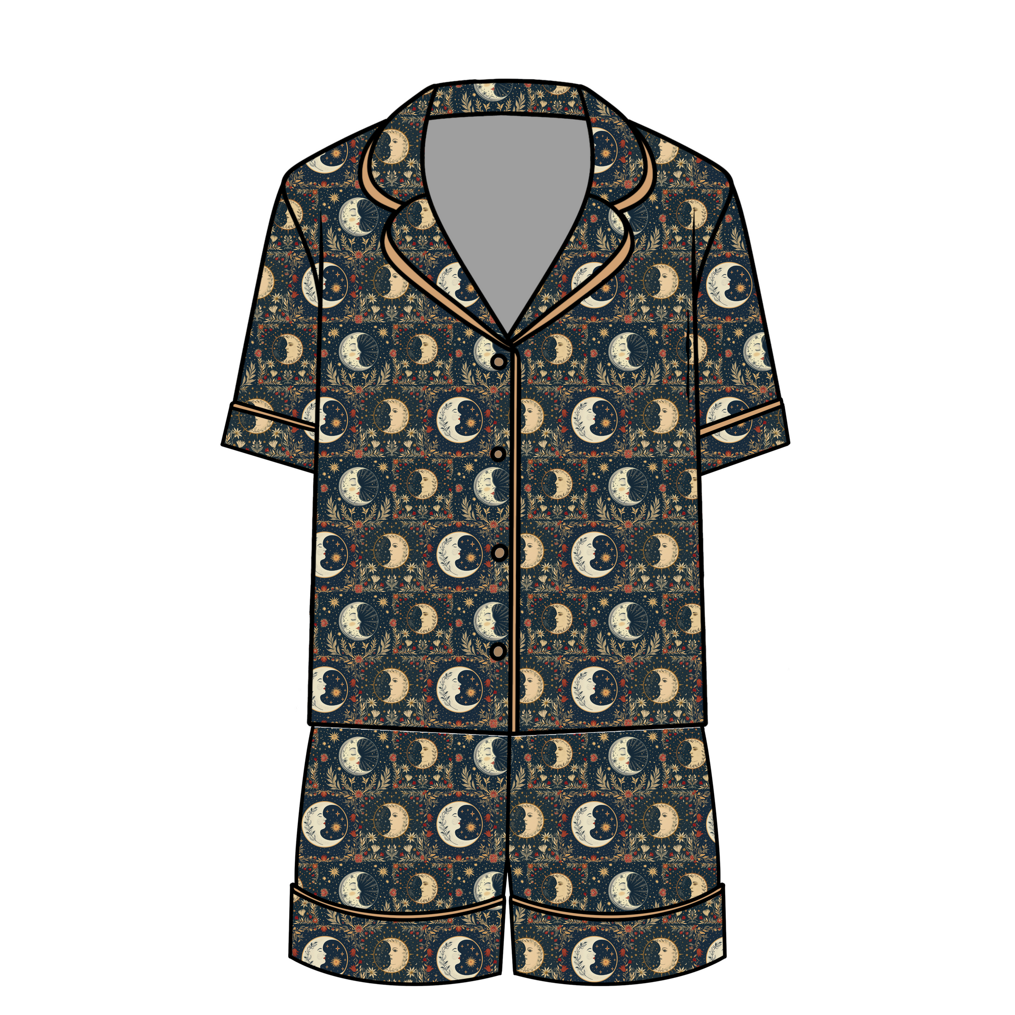 Women’s Relaxed Short-Sleeve PJ Set in Boho Moons