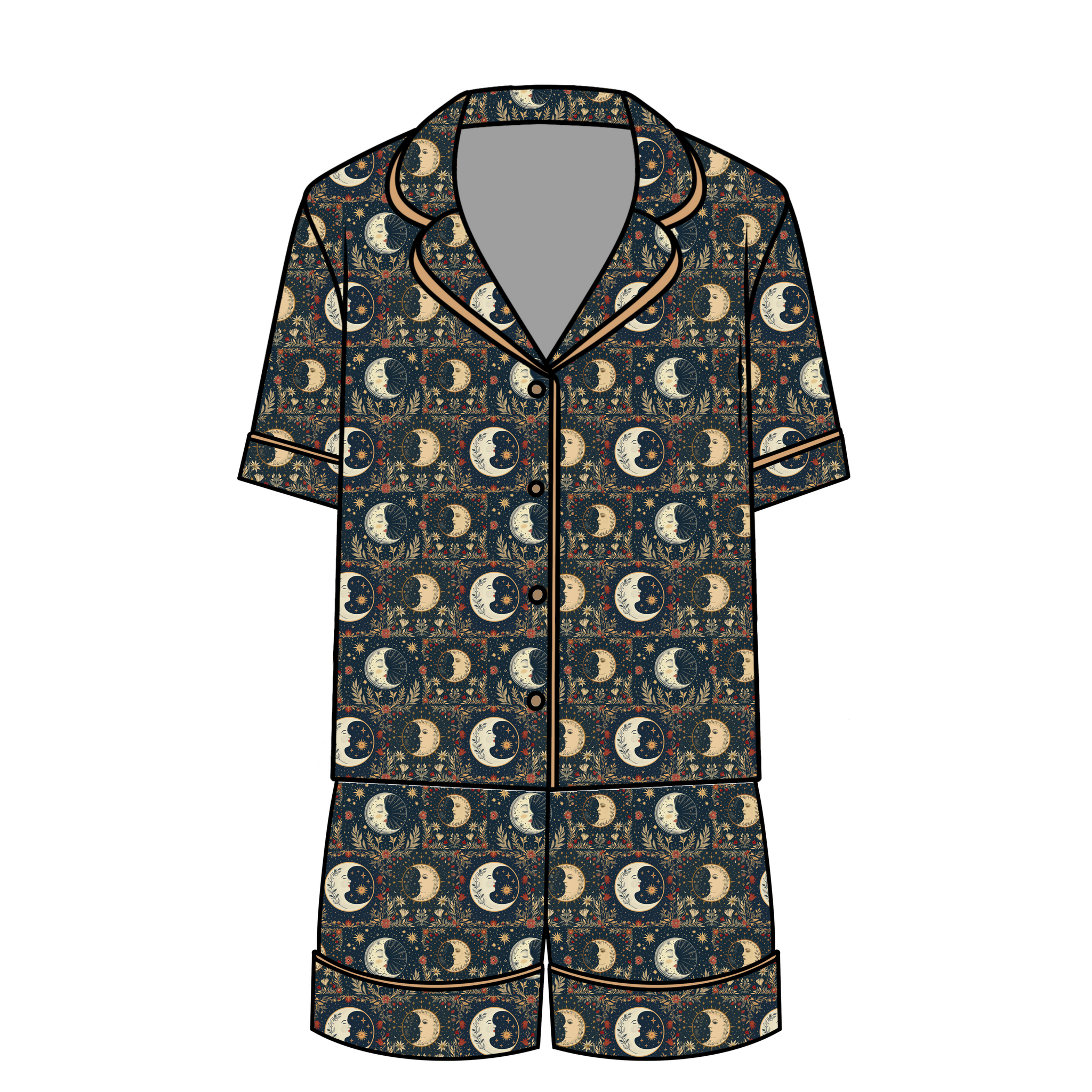 Women’s Relaxed Short-Sleeve PJ Set in Boho Moons