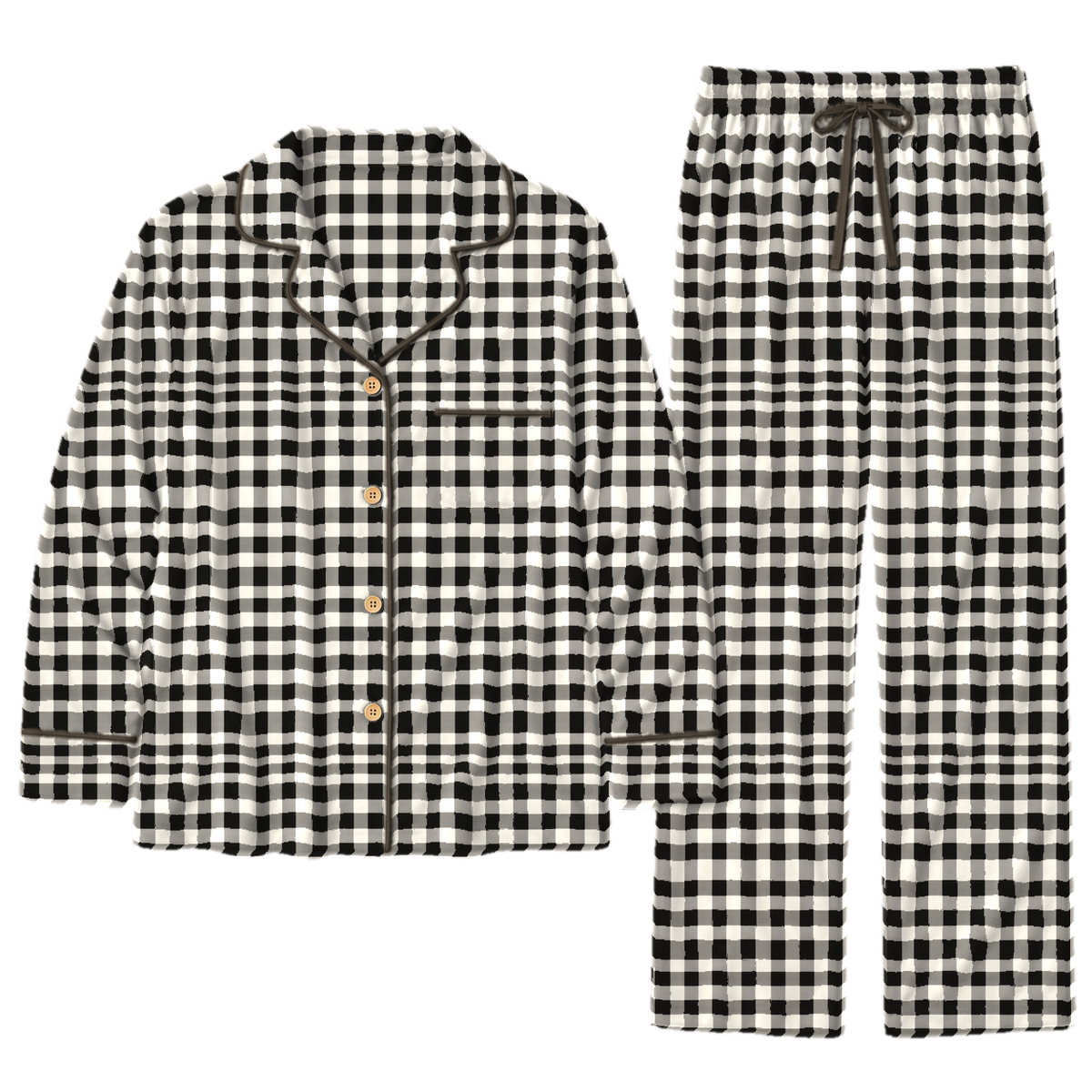 Charcoal Checkers Women's Relaxed Long-Sleeve PJ Set — product mockup
