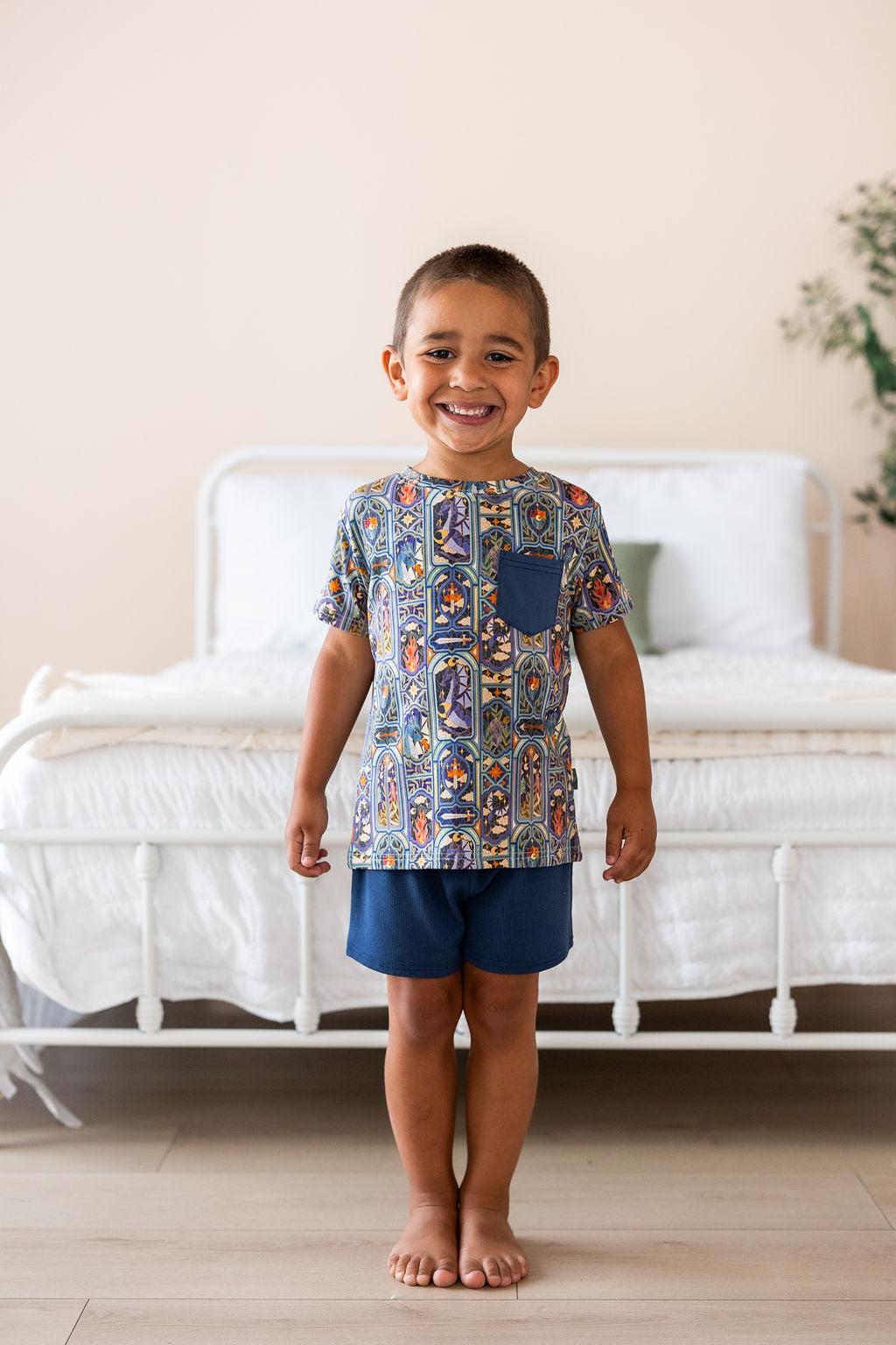 Knights Stained Glass Kids Short Set — lifestyle