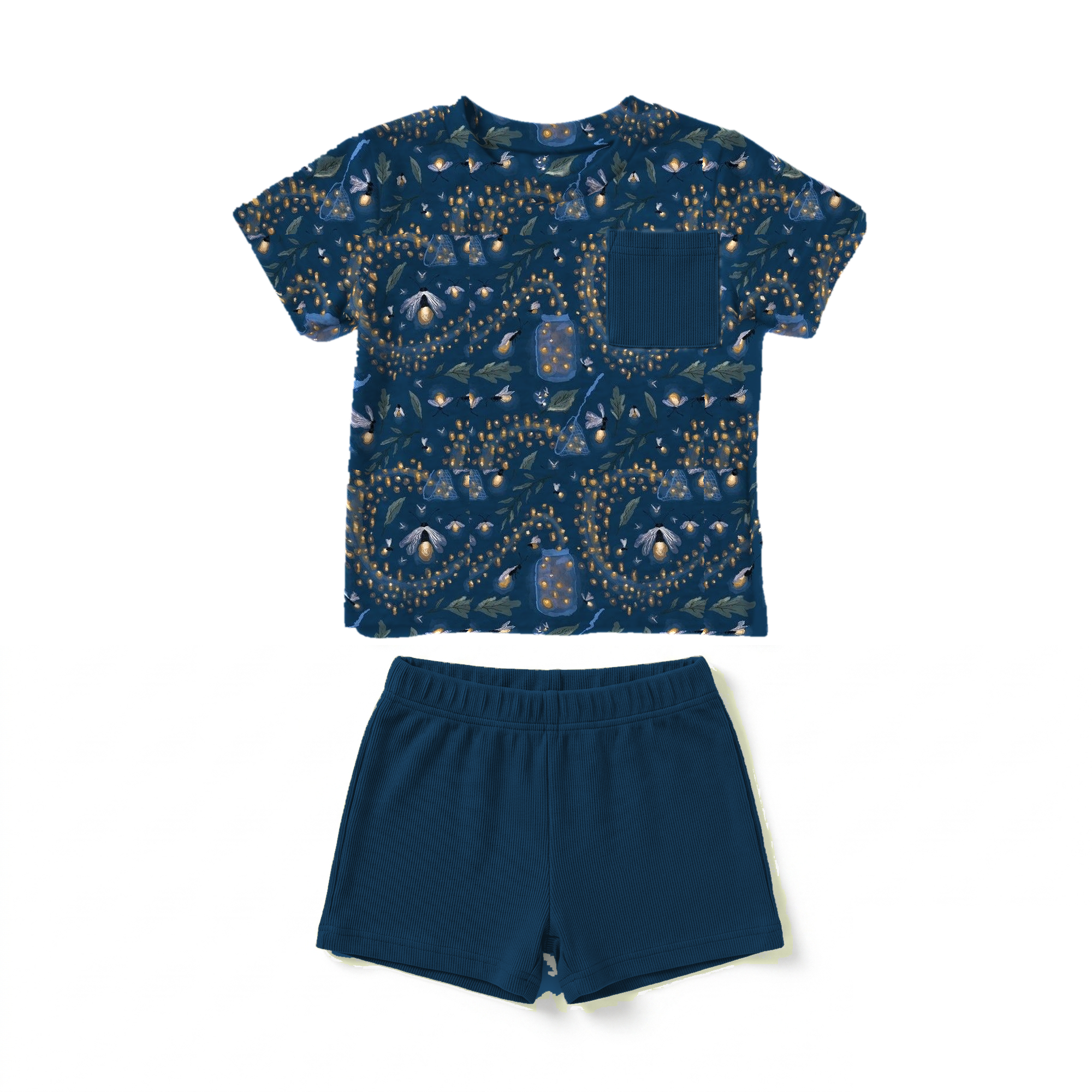 Lightning Catcher Kids' Short Set flat lay mockup