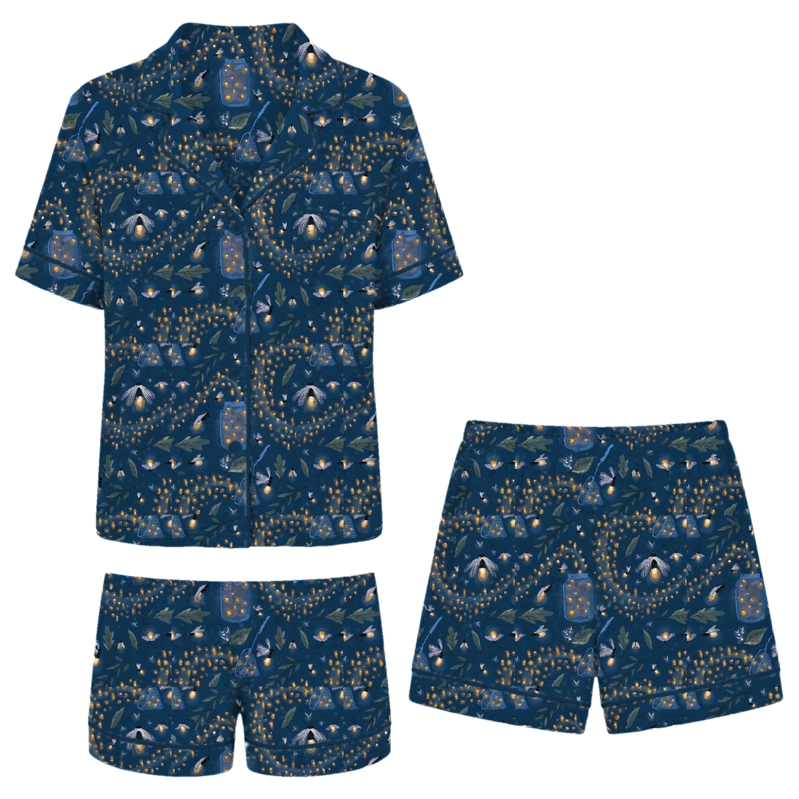 Lightning Catcher Women's Relaxed Short-Sleeve PJ Set flat lay mockup