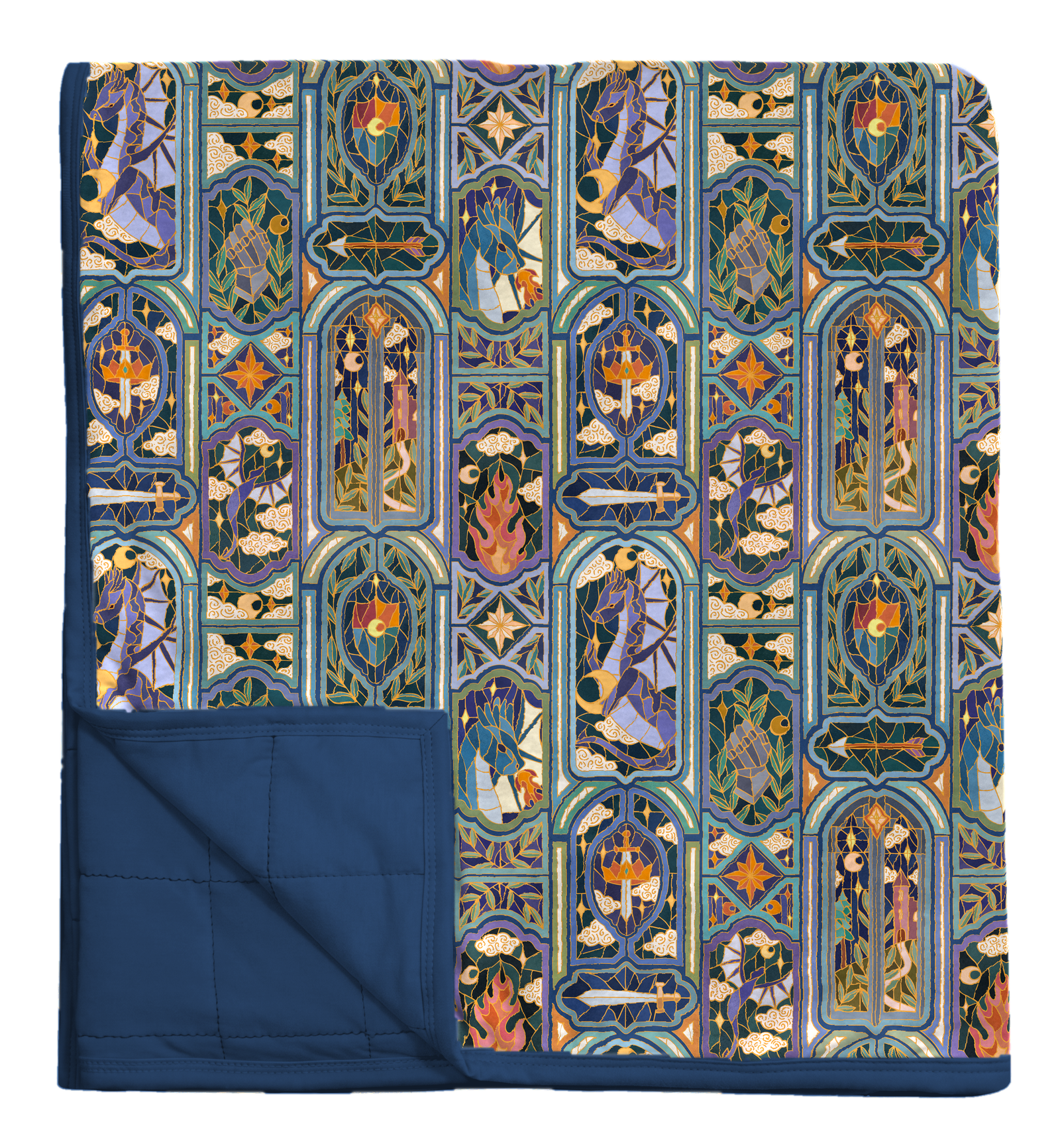 Knights Stained Glass Quilted Oversized Blanket product mock