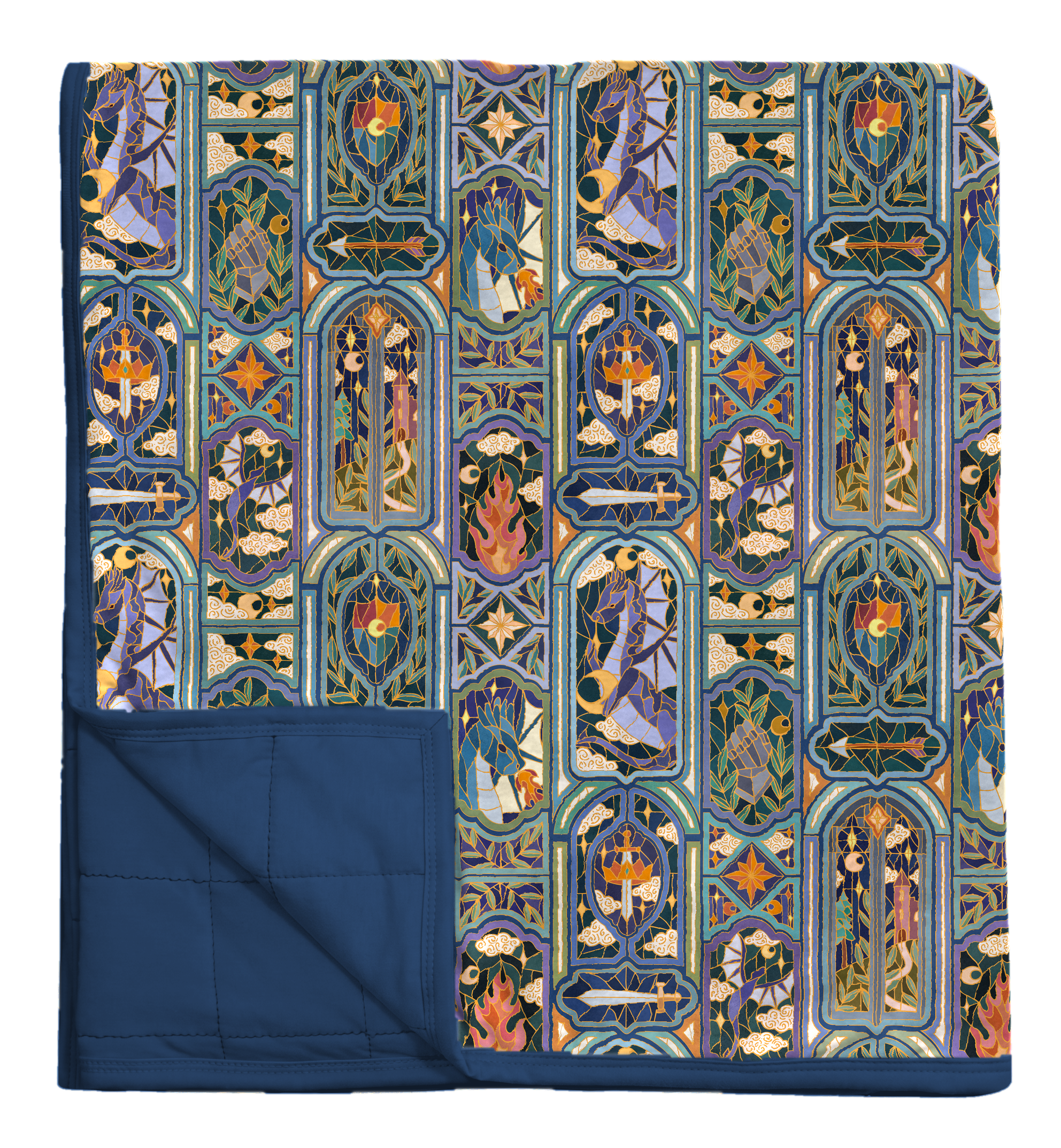 Knights Stained Glass Quilted Oversized Blanket product mock