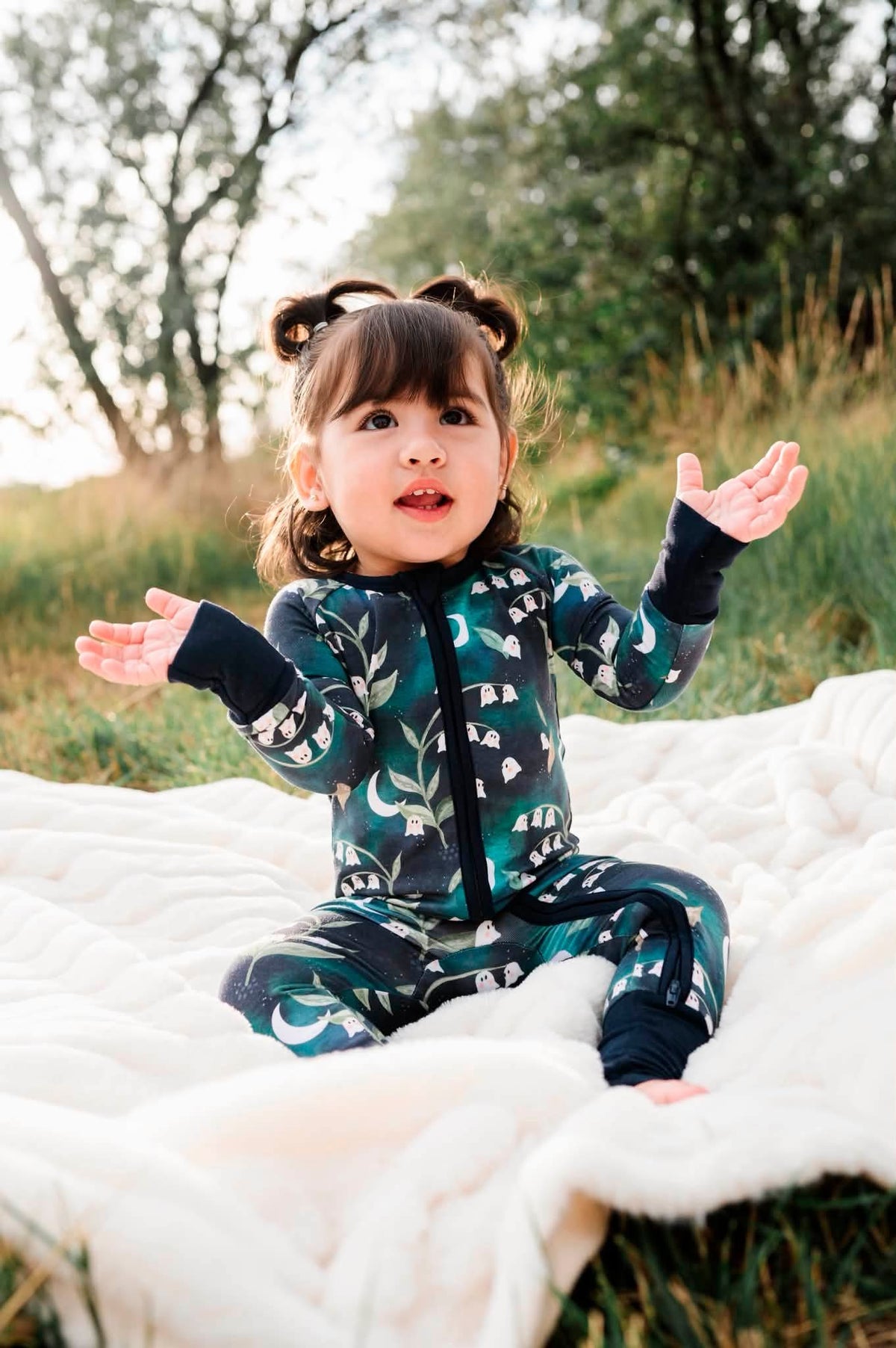 Boo Bells in Moonlight Zip Romper