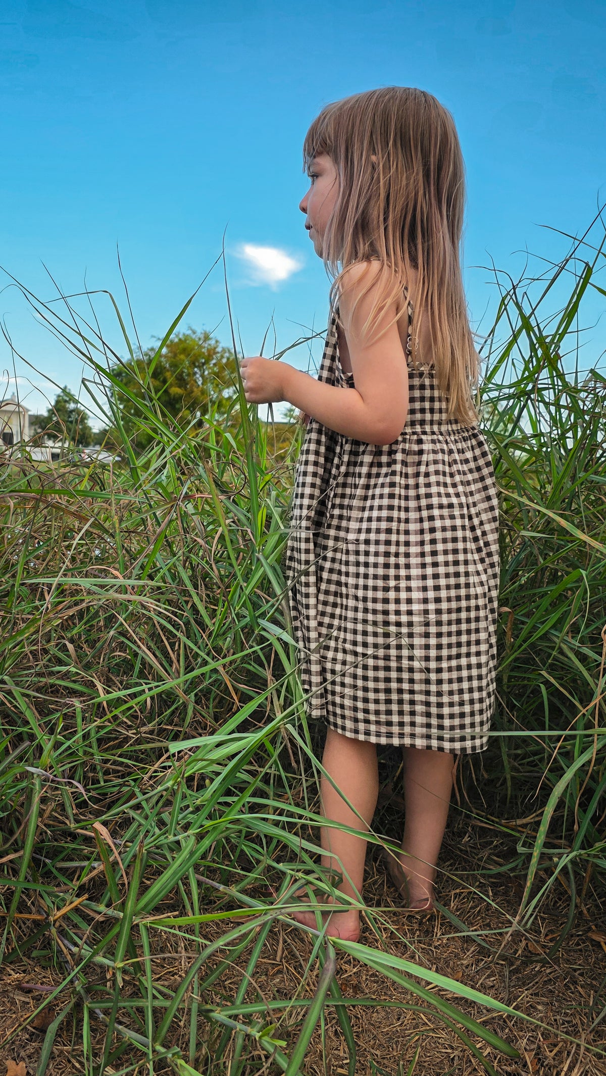 Charcoal Checkers Kids Wander Dress