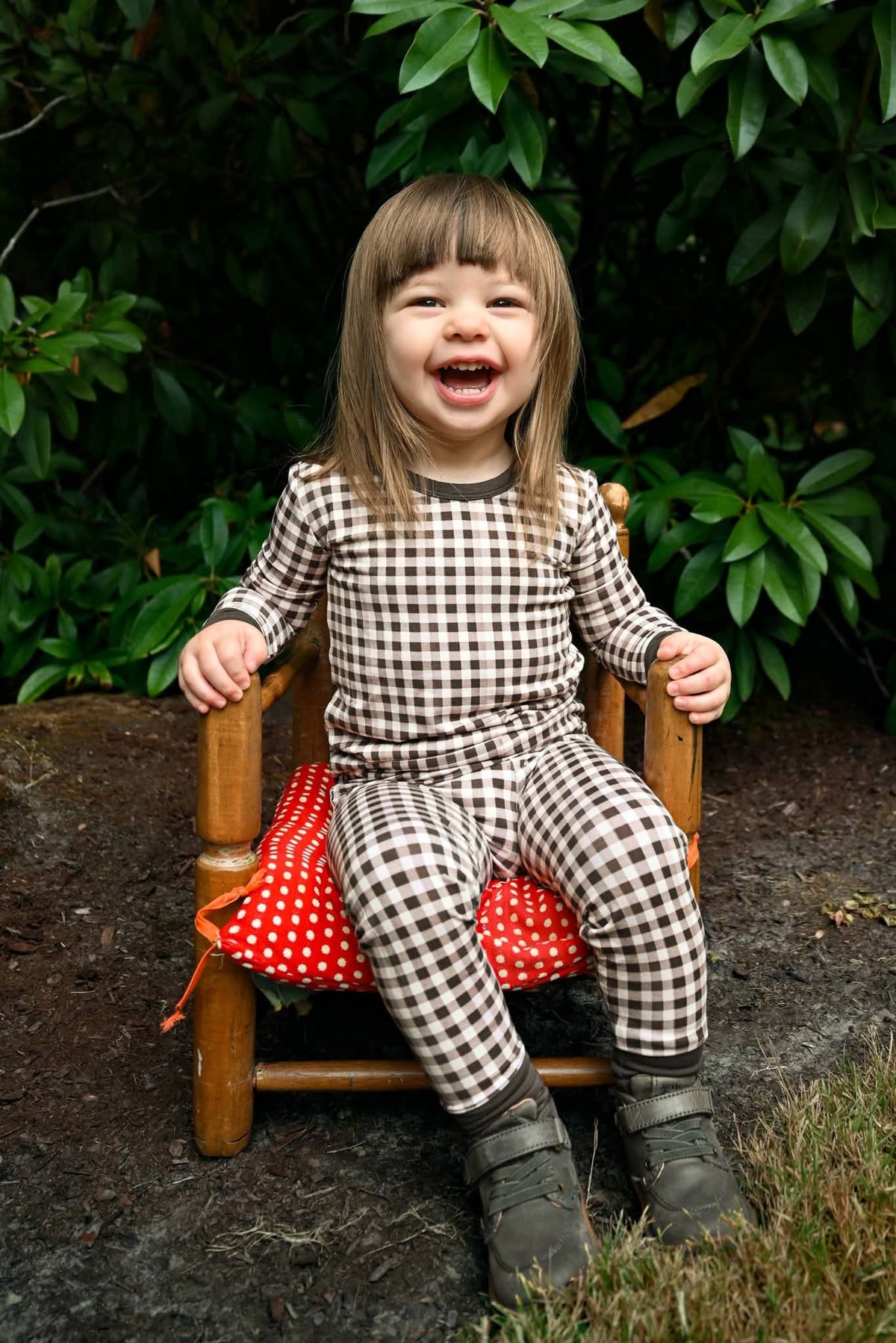 Charcoal Checkers Two-Piece Pajama Set