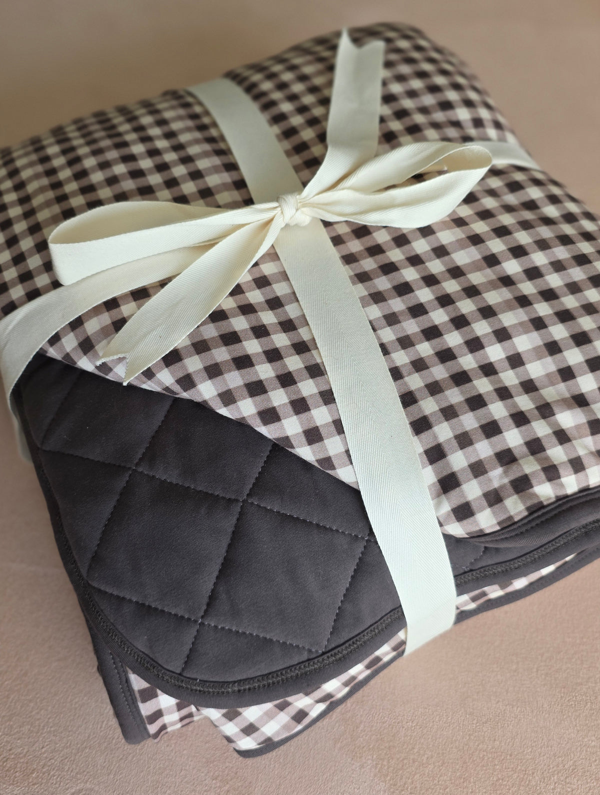 Charcoal Checkers Quilted Oversized Blanket