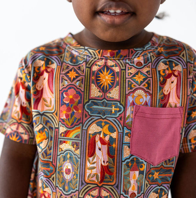 Unicorns Stained Glass Kids Short Set — lifestyle
