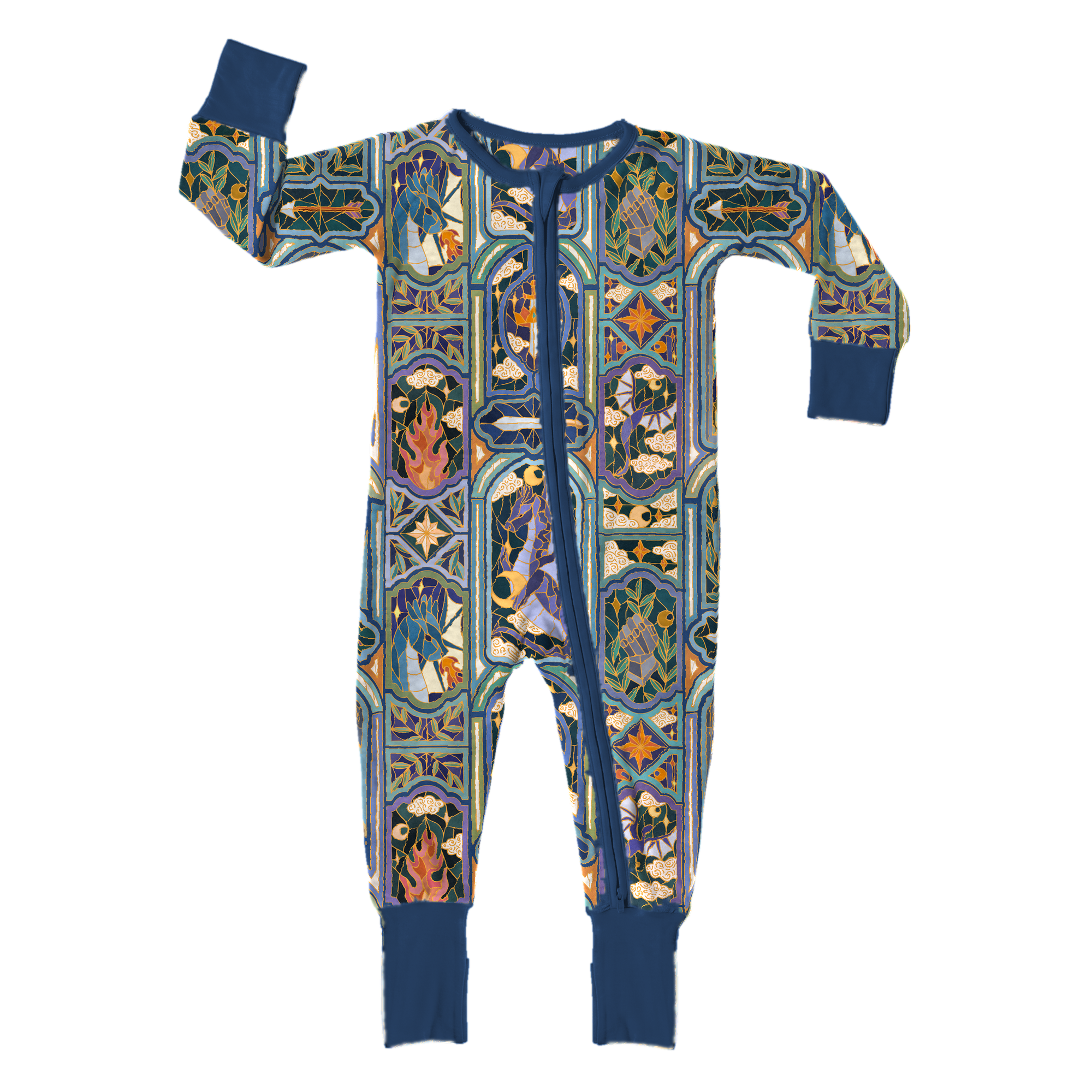 Knights Stained Glass Zip Romper product mock